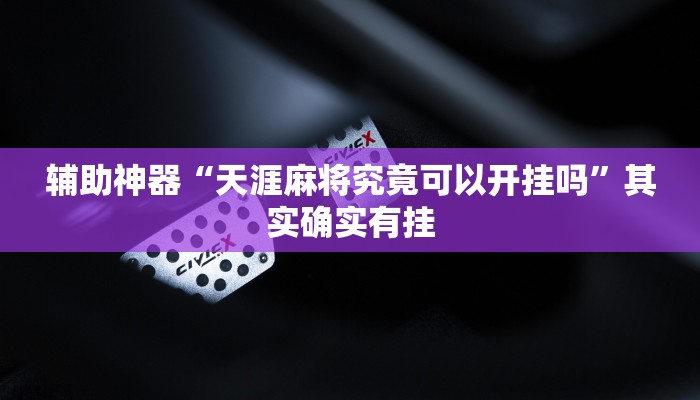 辅助神器“天涯麻将究竟可以开挂吗”其实确实有挂