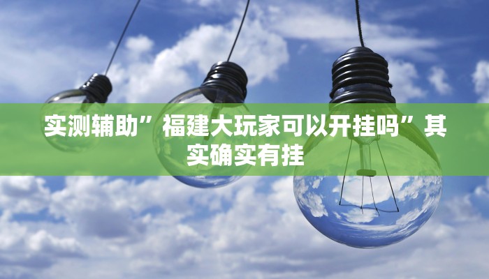 实测辅助”福建大玩家可以开挂吗”其实确实有挂