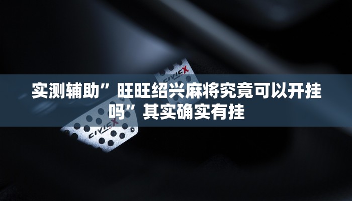 实测辅助”旺旺绍兴麻将究竟可以开挂吗”其实确实有挂